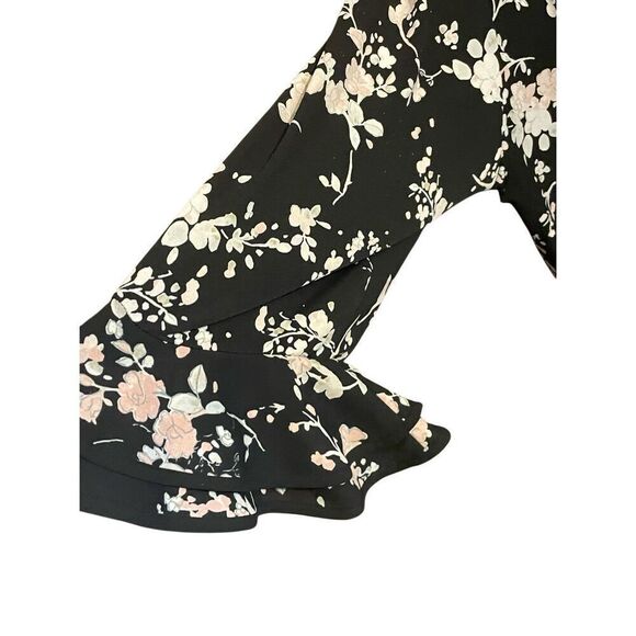 Karl Lagerfeld Women’s Black Multi-Color Floral Blouse With Trumpet Sleeves Size - Picture 7 of 13